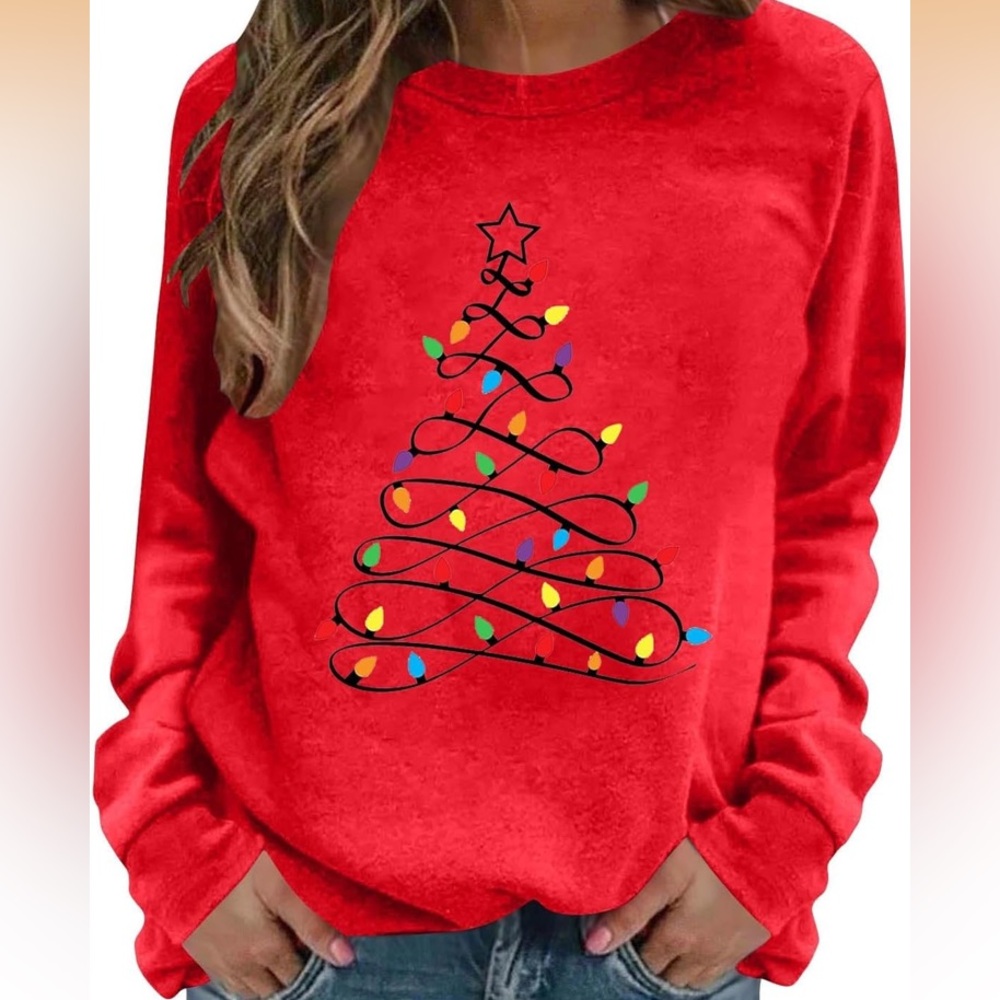 Festive Red Christmas Tree Women's Top